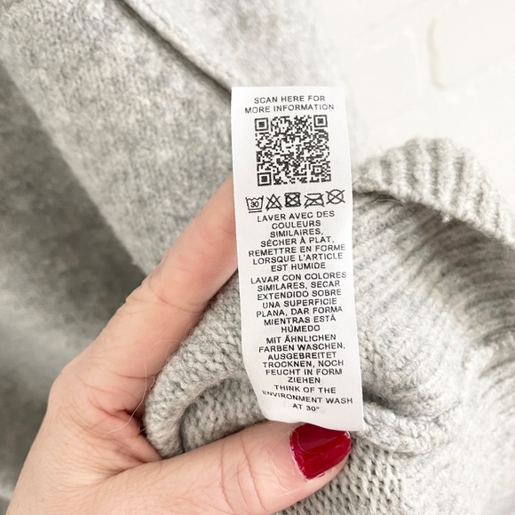 ASOS curve Knit Sweater Lagenlook Minimalist raw stitches Light gray Sz 24 - Picture 9 of 11